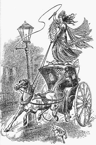 Queen Jadis rides a hackney-cab in nineteenth-century London