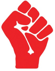 The SWP's red fist (lefthanded)